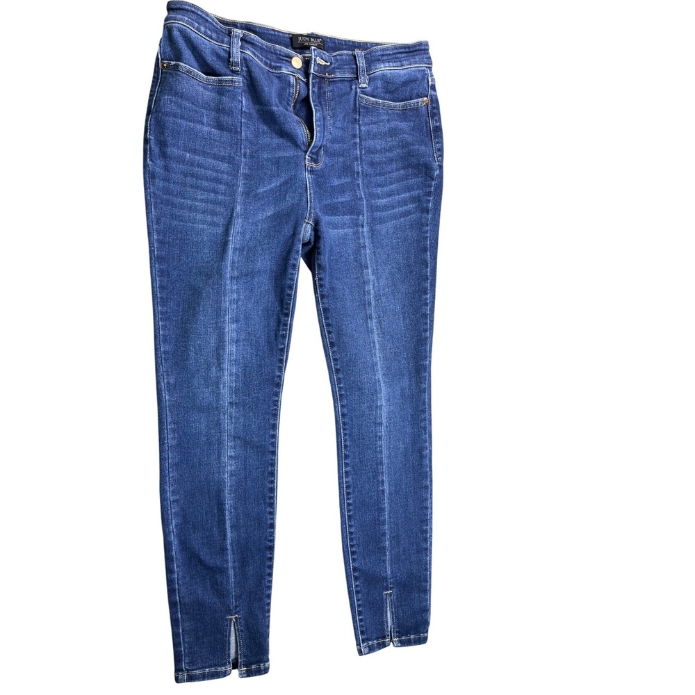 Judy Blue Size 13/31 Mid Rise Skinny‎ Jeans Split Hem Stretch Denim Women